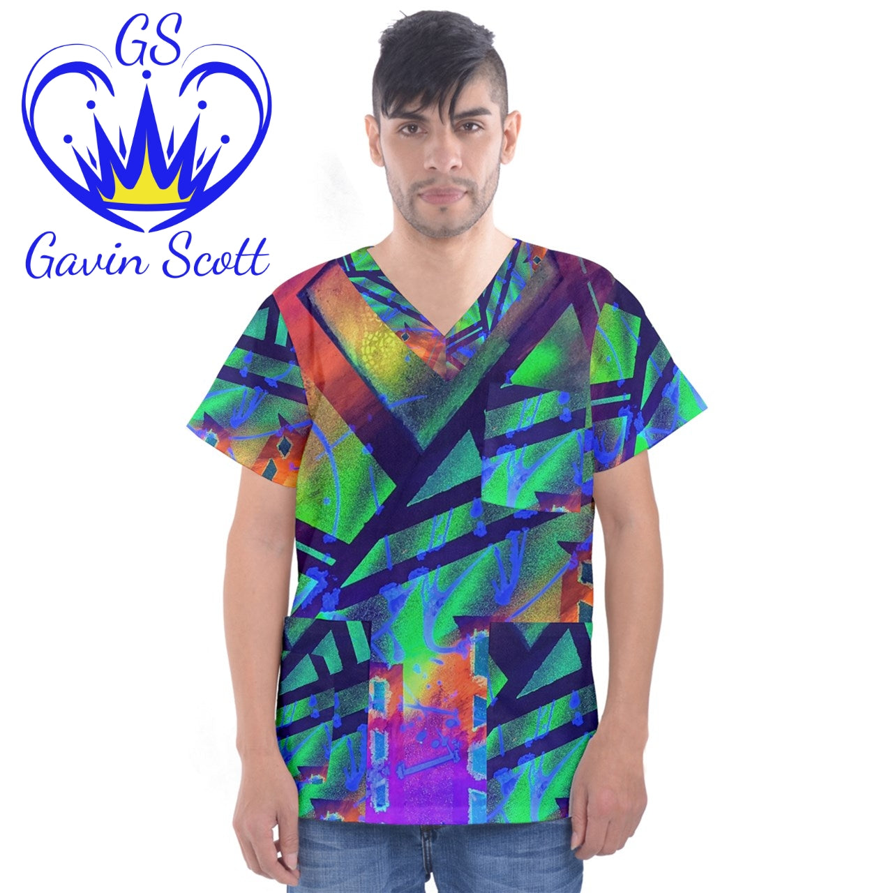 Gavin Scott V-Neck Scrub Top (Masc XS-3XL)