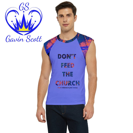 Gavin Scott DON'T FEED THE CHURCH Raglan Cap Sleeve Tee  (Masc XS-3XL)