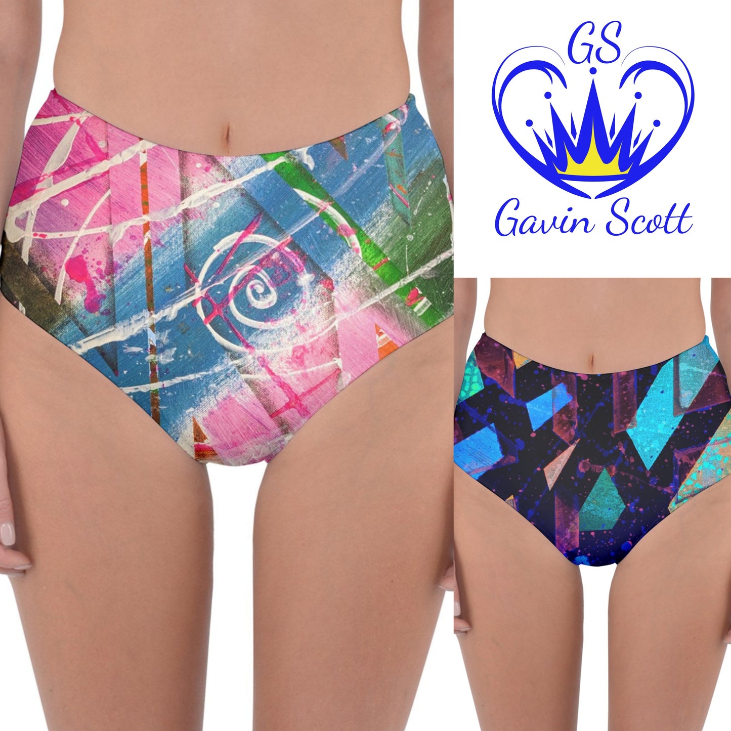 Gavin Scott Reversible High-Waist Bikini Bottoms (Femme XS-3XL)