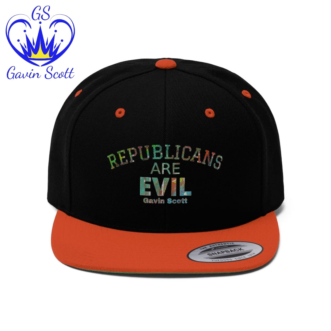 Gavin Scott REPUBLICANS ARE EVIL Flat Bill Hat