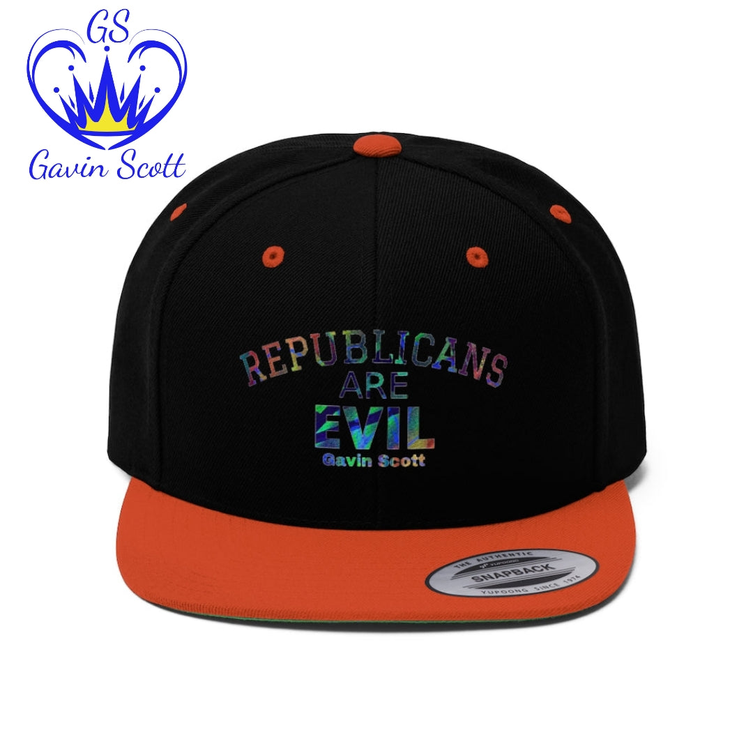 Gavin Scott REPUBLICANS ARE EVIL Flat Bill Hat