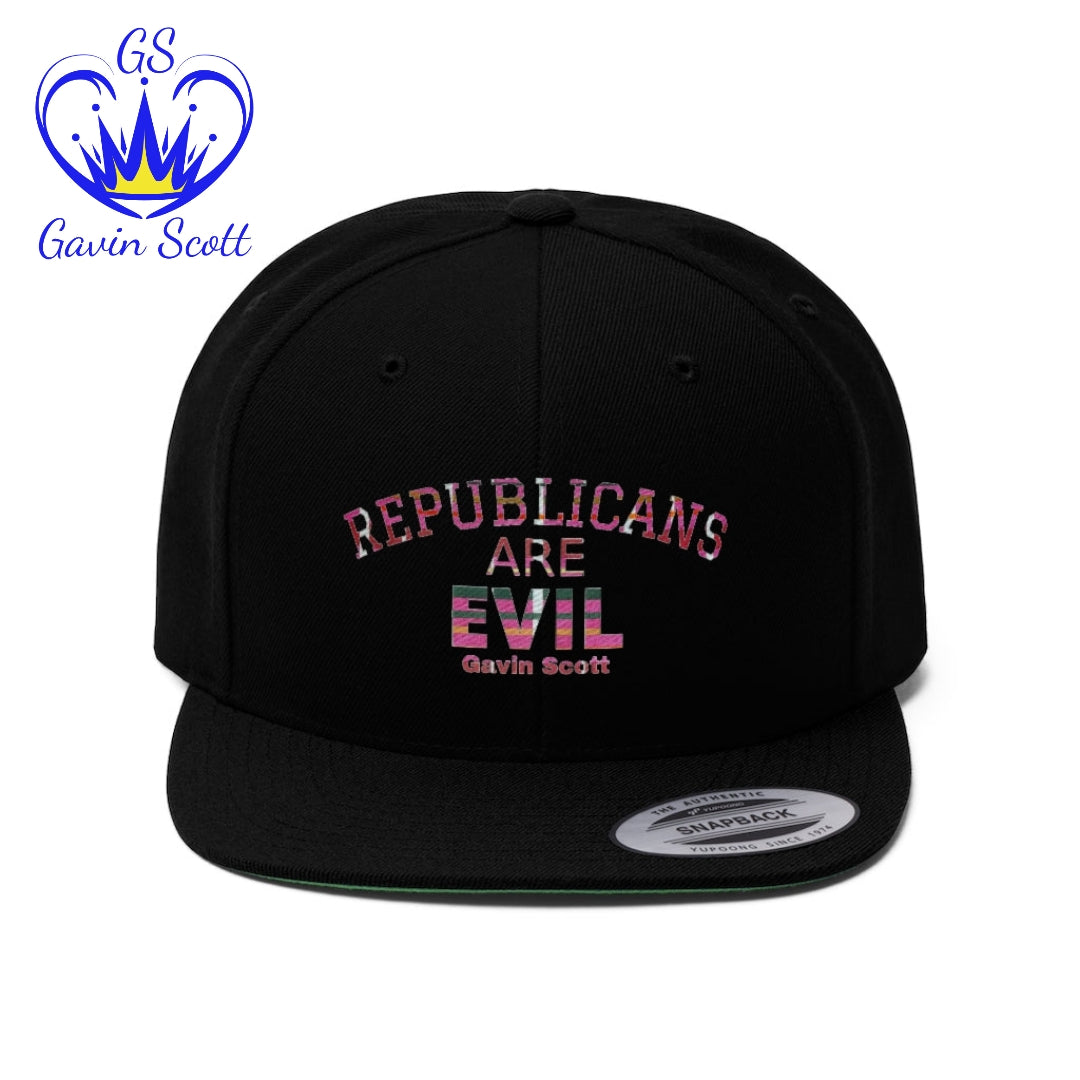 Gavin Scott REPUBLICANS ARE EVIL Flat Bill Hat