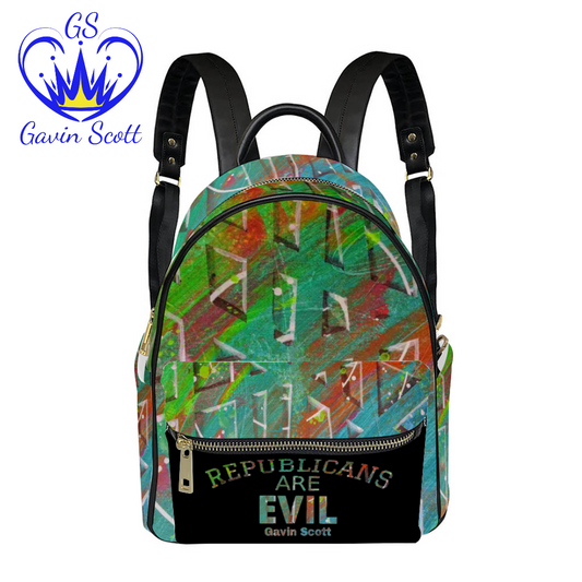 Gavin Scott REPUBLICANS ARE EVIL Leather Backpack