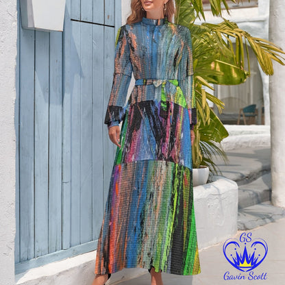 Gavin Scott High Neck Belted Full Length Dress (Femme XS-XL)