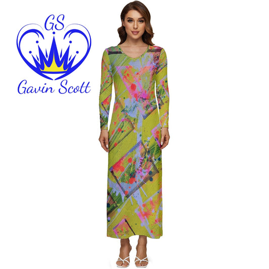 Gavin Scott Full Length Velour Longline Dress (Femme XS-5XL)