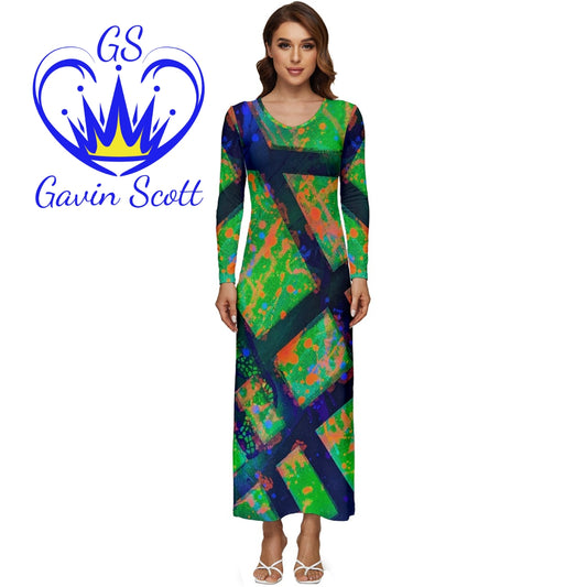 Gavin Scott Full Length Velour Longline Dress (Femme XS-5XL)