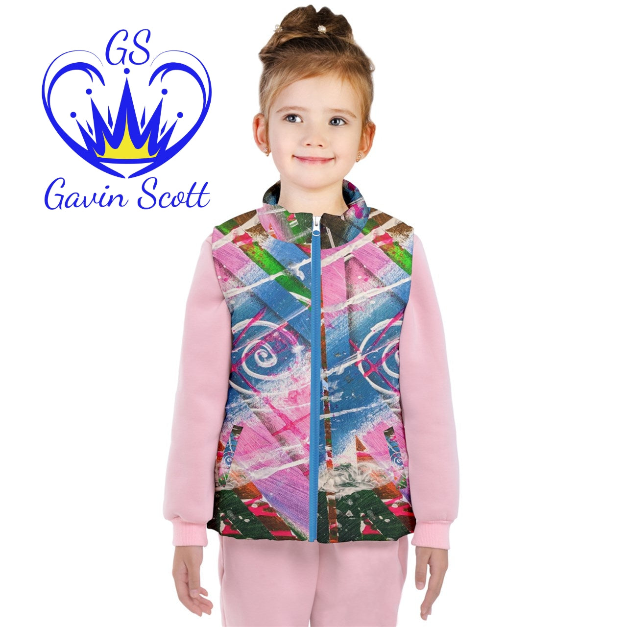 Gavin Scott Puffer Vest w/Black Lining & Blue Zipper (Youth/Petite Genderless 2-16)