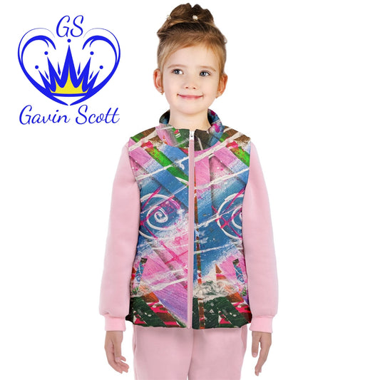 Gavin Scott Puffer Vest w/White Lining & Pink Zipper (Youth/Petite Genderless 2-16)