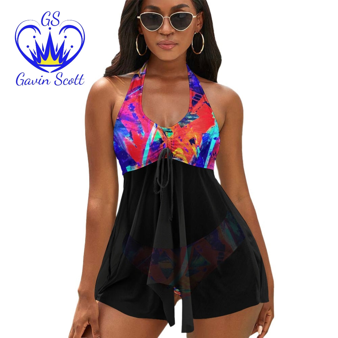 Gavin Scott Sheer Skirt Tankini (Femme S-XXL)