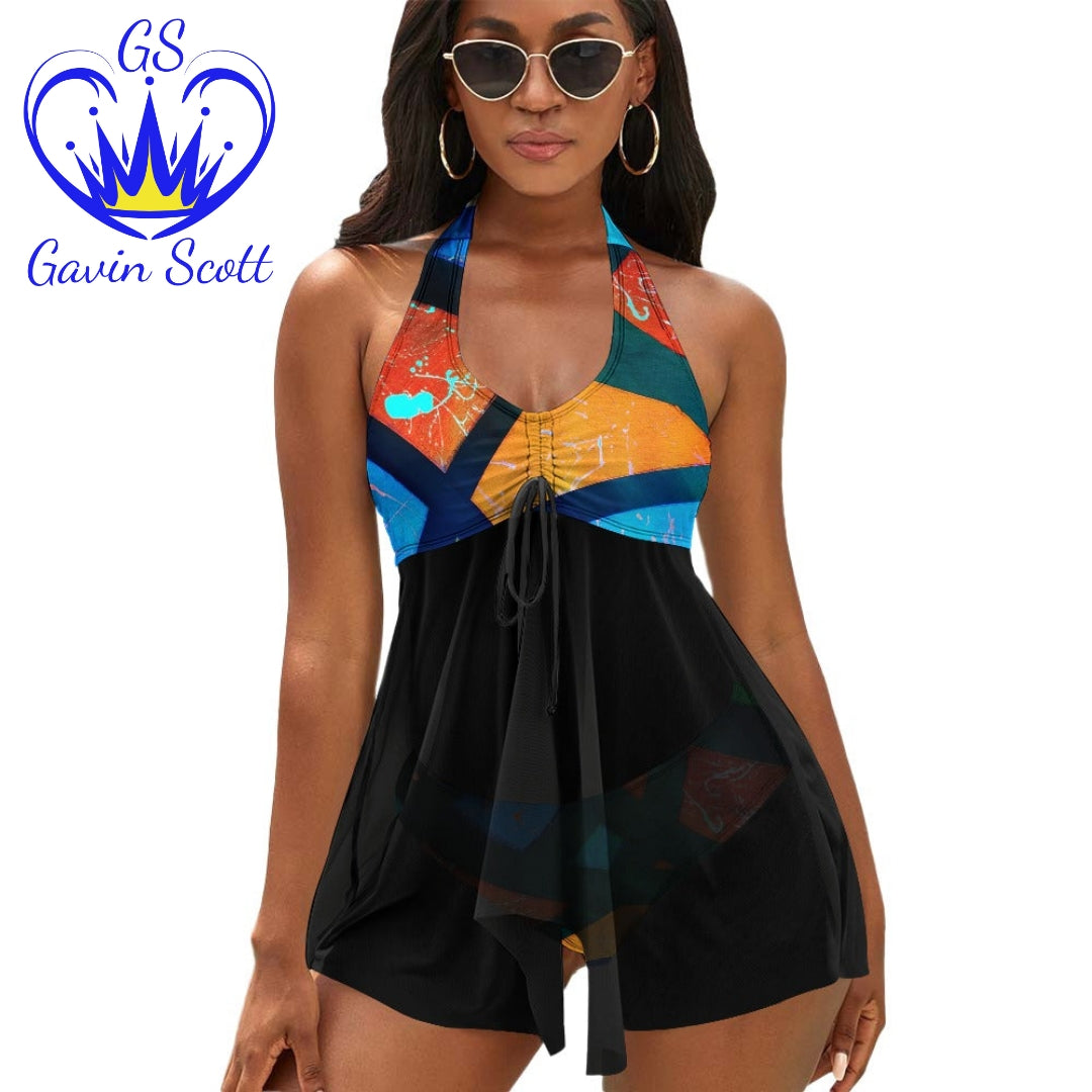 Gavin Scott Sheer Skirt Tankini (Femme S-XXL)