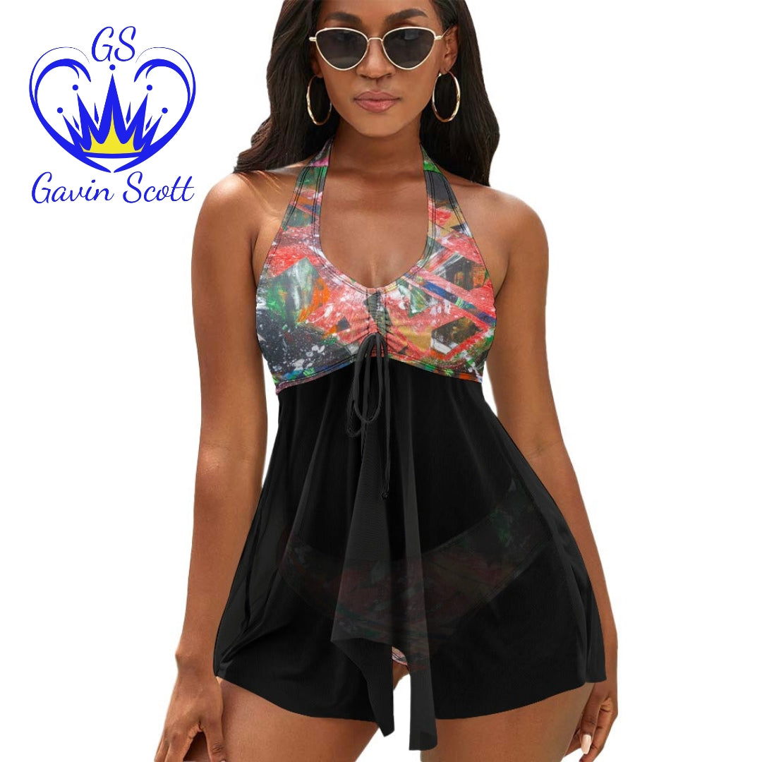 Gavin Scott Sheer Skirt Tankini (Femme S-XXL)