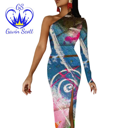 Gavin Scott Half Sleeve Slit Dress (Femme XS-L)