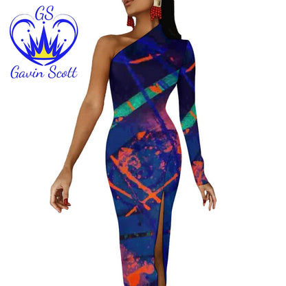 Gavin Scott Half Sleeve Slit Dress (Femme XS-L)