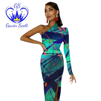 Gavin Scott Half Sleeve Slit Dress (Femme XS-L)