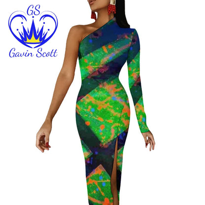 Gavin Scott Half Sleeve Slit Dress (Femme XS-L)