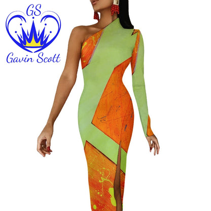 Gavin Scott Half Sleeve Slit Dress (Femme XS-L)