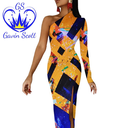 Gavin Scott Half Sleeve Slit Dress (Femme XS-L)