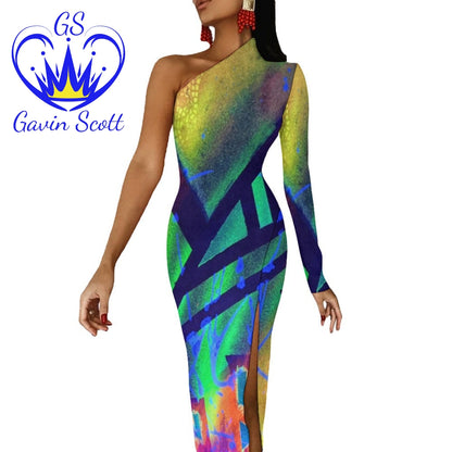 Gavin Scott Half Sleeve Slit Dress (Femme XS-L)