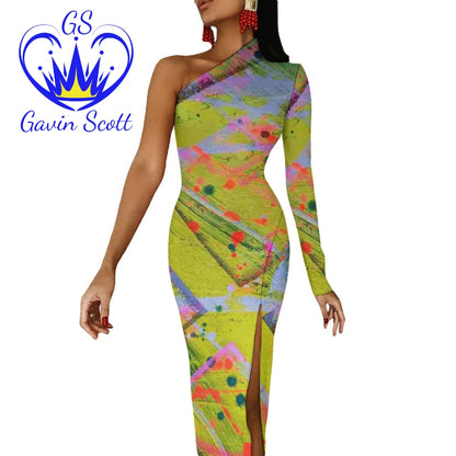 Gavin Scott Half Sleeve Slit Dress (Femme XS-L)