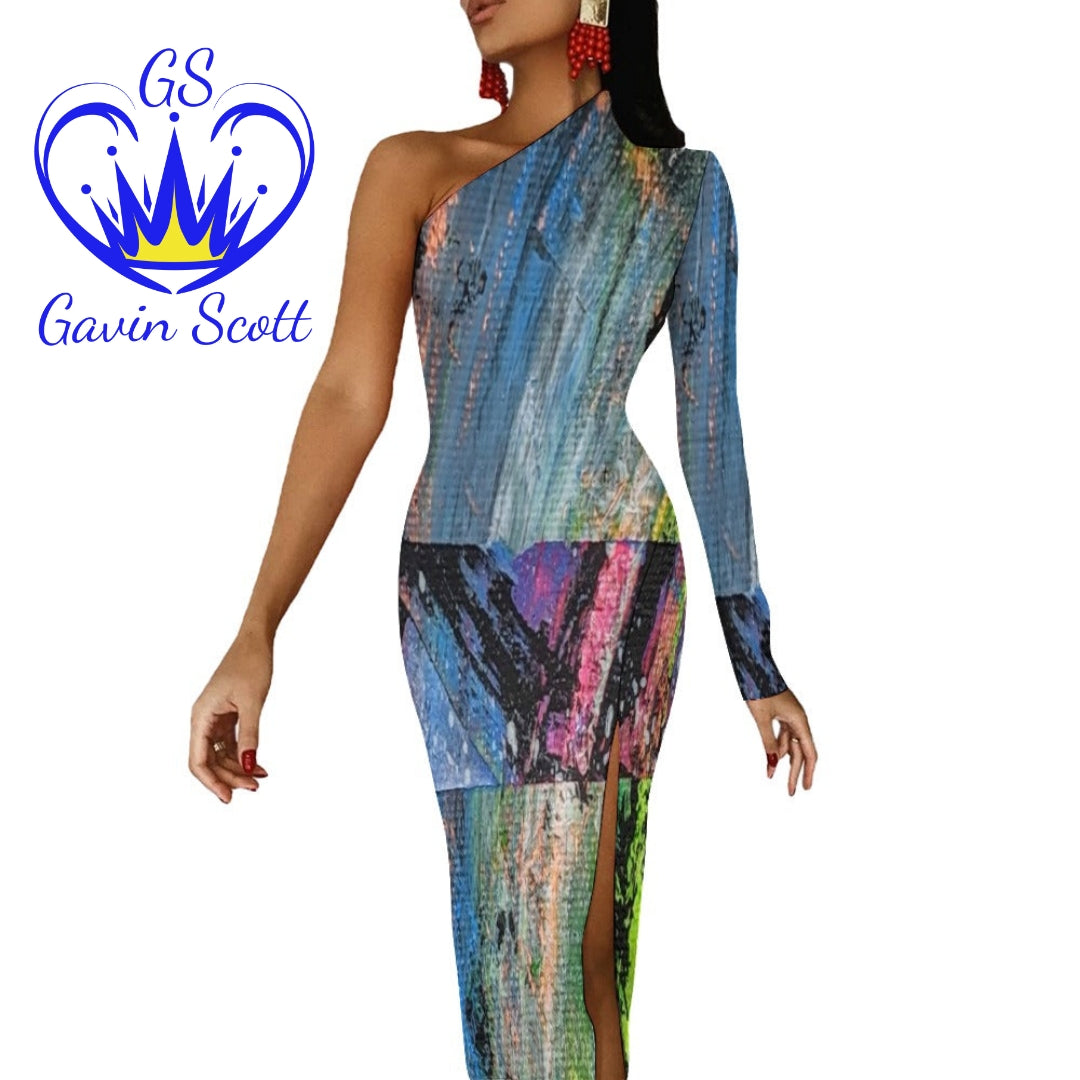 Gavin Scott Half Sleeve Slit Dress (Femme XS-L)