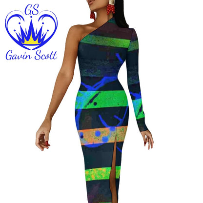 Gavin Scott Half Sleeve Slit Dress (Femme XS-L)