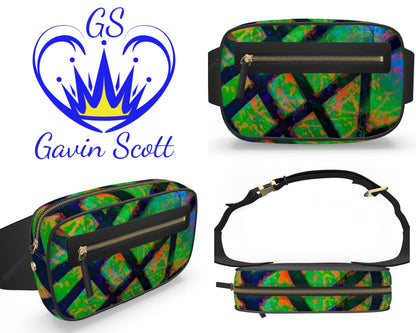 Gavin Scott 100% Genuine Nappa Leather Belt Bag w/ Front Zip Pocket