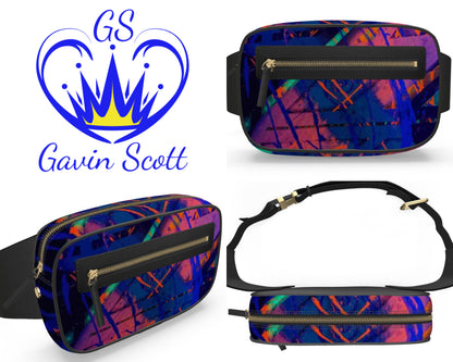 Gavin Scott 100% Genuine Nappa Leather Belt Bag w/ Front Zip Pocket