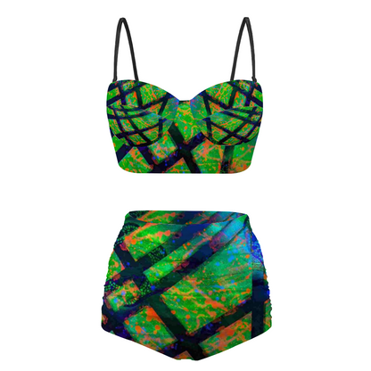 Gavin Scott High Waist Two Piece Bikini Swimsuit (Femme S-2XL)