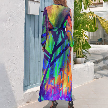 Gavin Scott High Neck Belted Full Length Dress (Femme XS-XL)