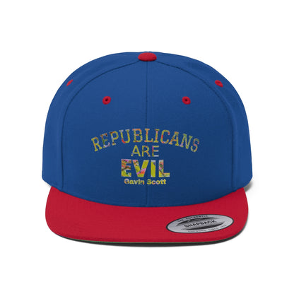 Gavin Scott REPUBLICANS ARE EVIL Flat Bill Hat