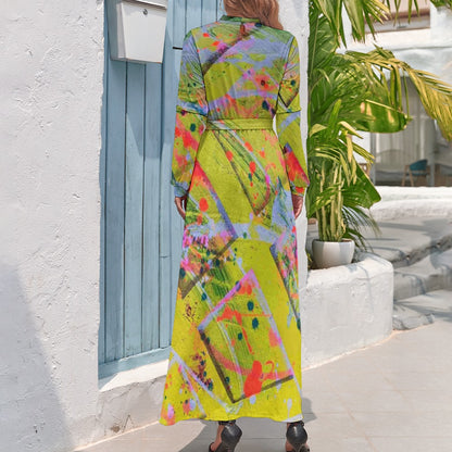 Gavin Scott High Neck Belted Full Length Dress