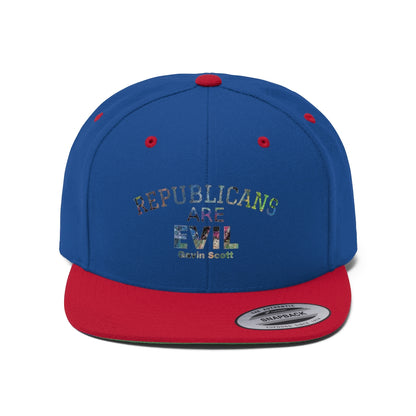 Gavin Scott REPUBLICANS ARE EVIL Flat Bill Hat