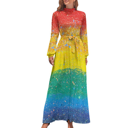 Gavin Scott High Neck Belted Full Length Dress (Femme XS-XL)