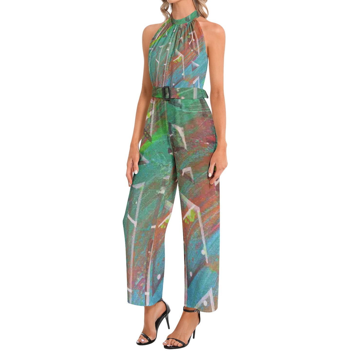 Gavin Scott Halter Neck Buckle Belted Jumpsuit (Femme XS-3XL)