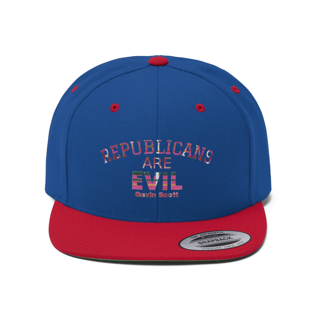 Gavin Scott REPUBLICANS ARE EVIL Flat Bill Hat