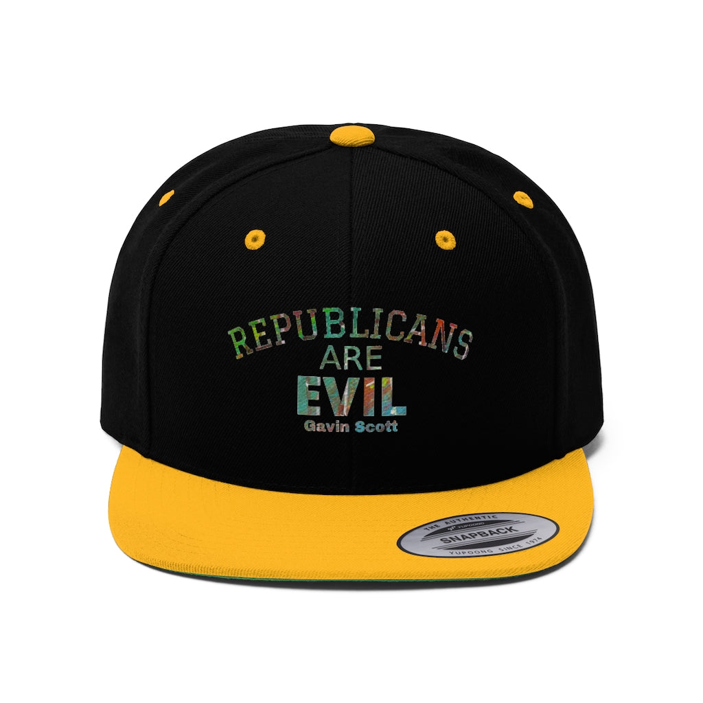 Gavin Scott REPUBLICANS ARE EVIL Flat Bill Hat