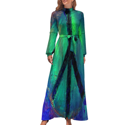 Gavin Scott High Neck Belted Full Length Dress (Femme XS-XL)