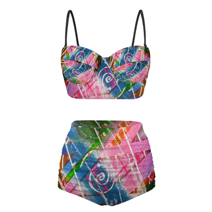 Gavin Scott High Waist Two Piece Bikini Swimsuit (Femme S-2XL)