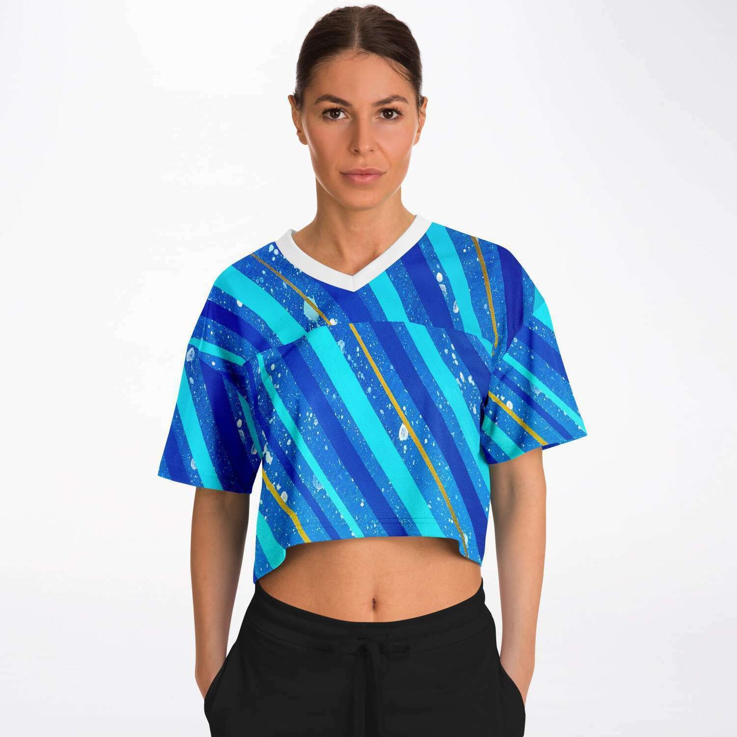 Gavin Scott Cropped Football Jersey w/White Collar (Femme XS-XL)