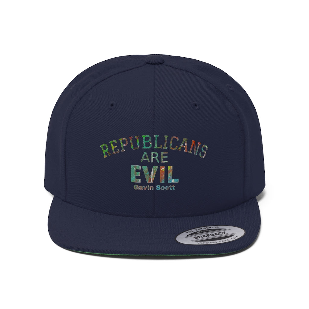 Gavin Scott REPUBLICANS ARE EVIL Flat Bill Hat