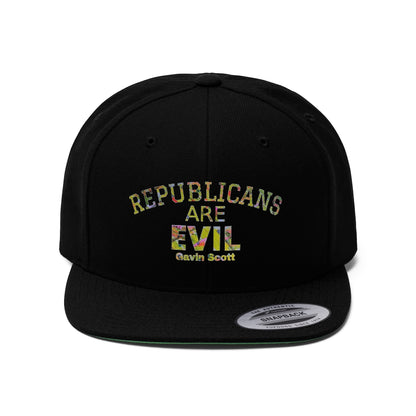 Gavin Scott REPUBLICANS ARE EVIL Flat Bill Hat