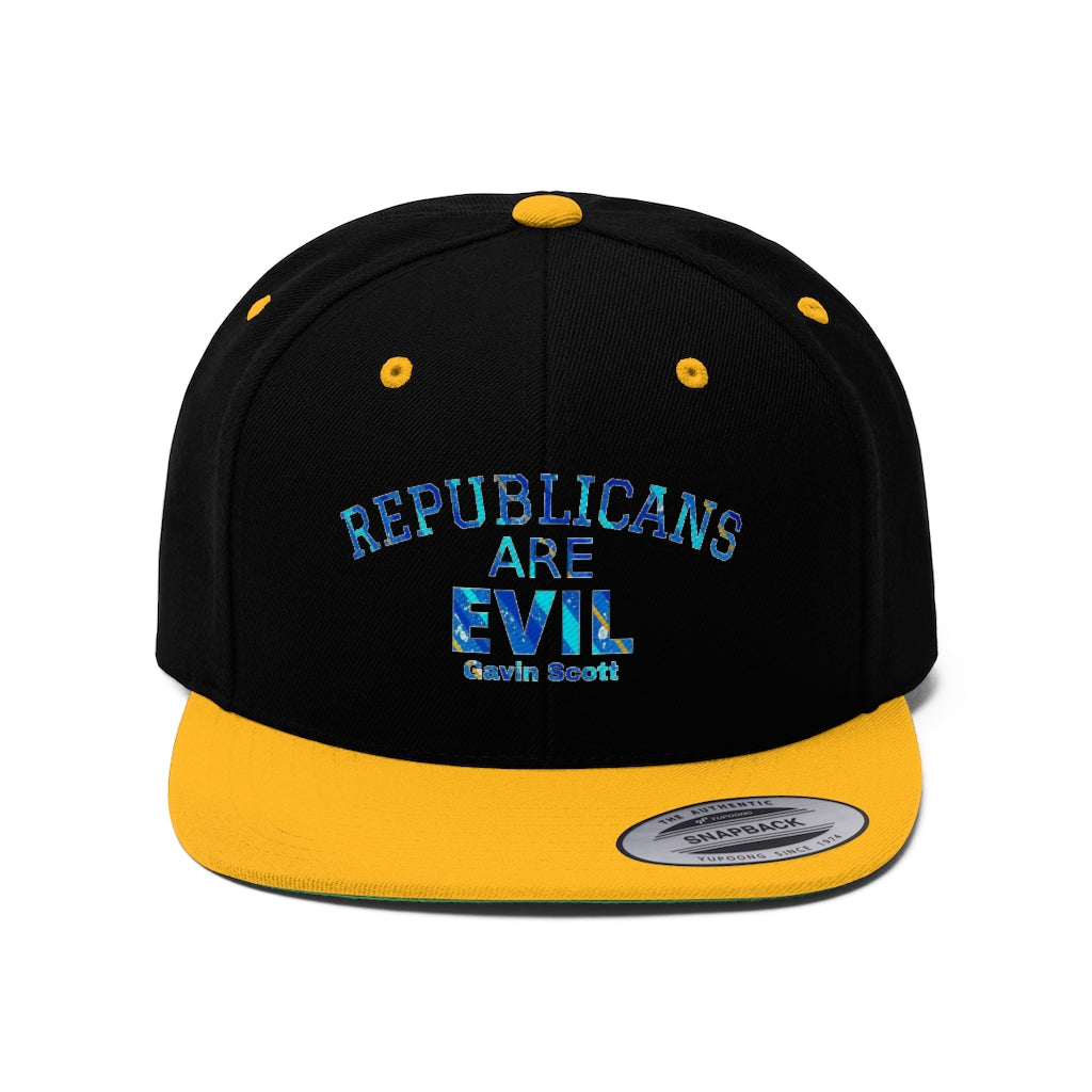Gavin Scott REPUBLICANS ARE EVIL Flat Bill Hat