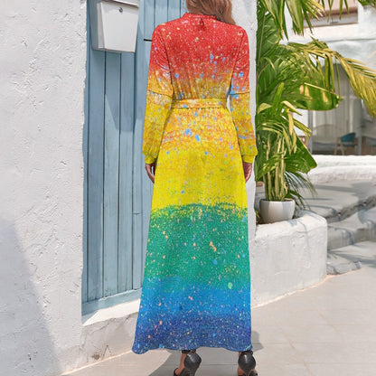 Gavin Scott High Neck Belted Full Length Dress (Femme XS-XL)