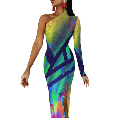 Gavin Scott Half Sleeve Slit Dress (Femme XS-L)