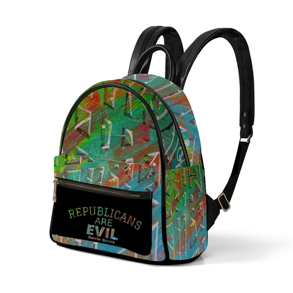 Gavin Scott REPUBLICANS ARE EVIL Leather Backpack