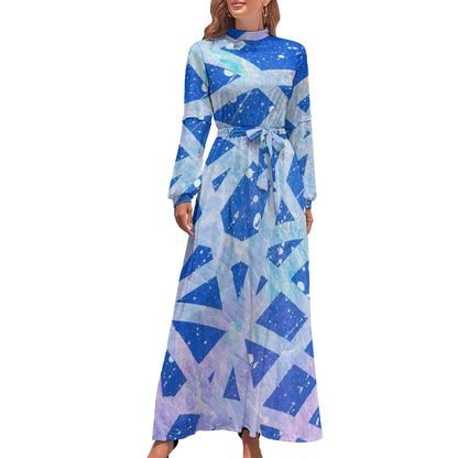 Gavin Scott High Neck Belted Full Length Dress (Femme XS-XL)