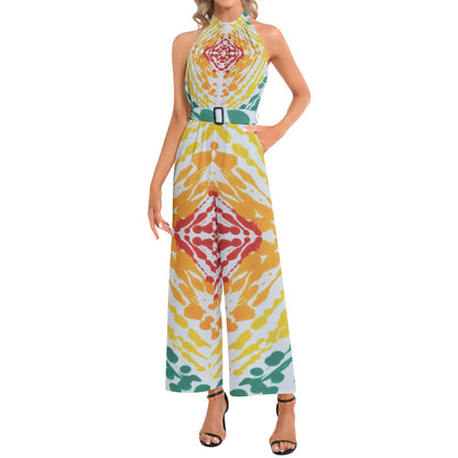 Gavin Scott Halter Neck Buckle Belted Jumpsuit (Femme XS-3XL)