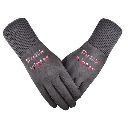 Gavin Scott Genderless FU*K WINTER Suede Gloves w/ Screen Friendly Fingertips (5 Colors)
