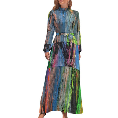 Gavin Scott High Neck Belted Full Length Dress (Femme XS-XL)