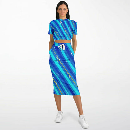 Gavin Scott Cropped Top & Full Skirt Set (Femme XS-XL)